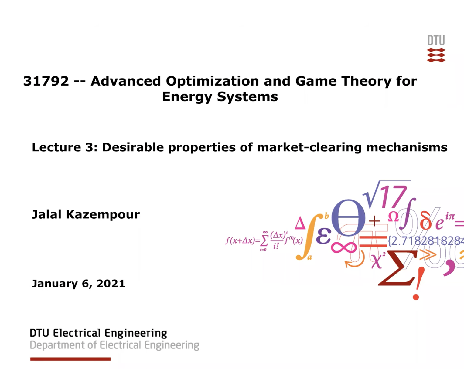 Lecture 3: Desirable properties of market-clearing mechanisms
