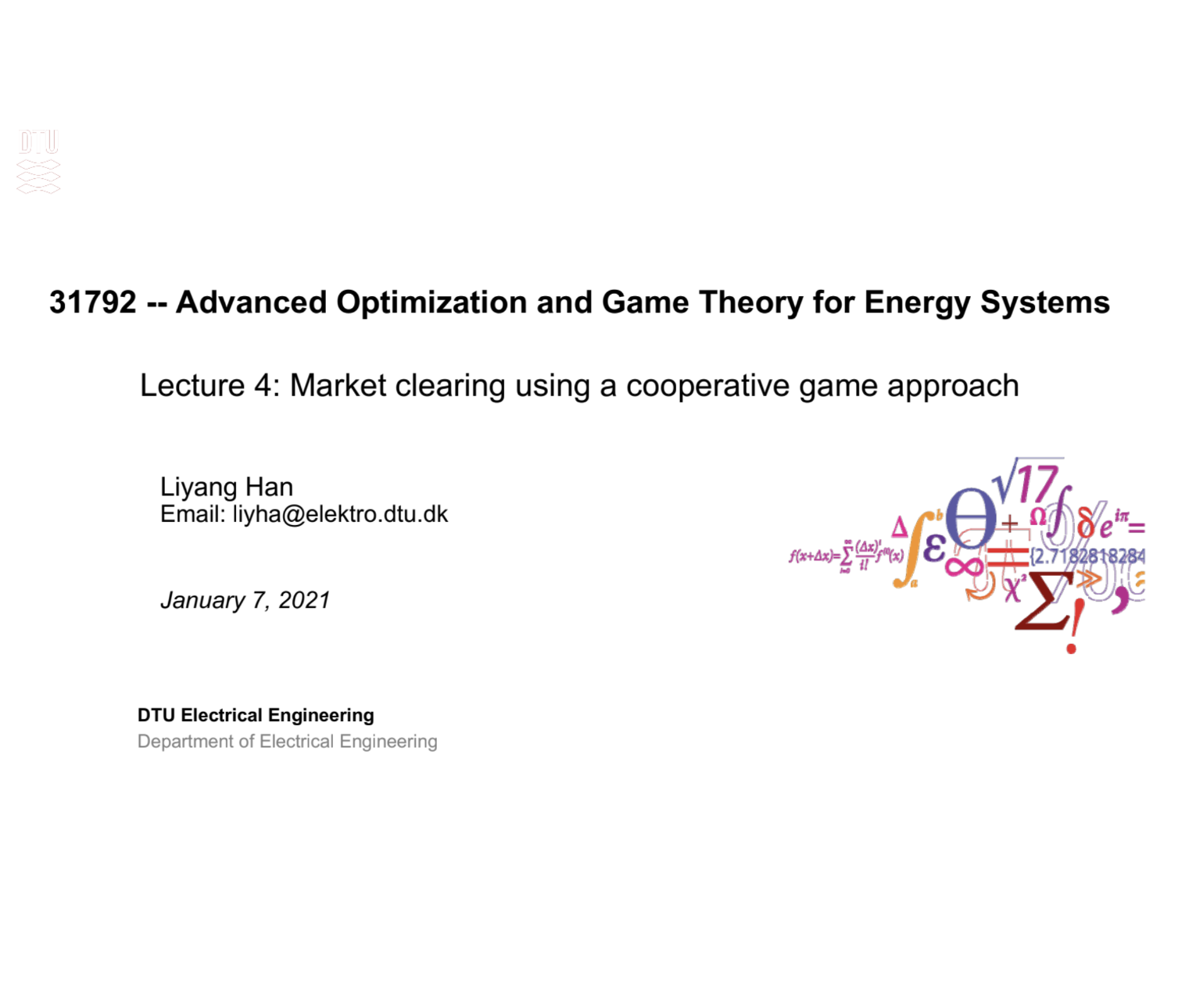 Lecture 4: Market clearing using a cooperative game approach