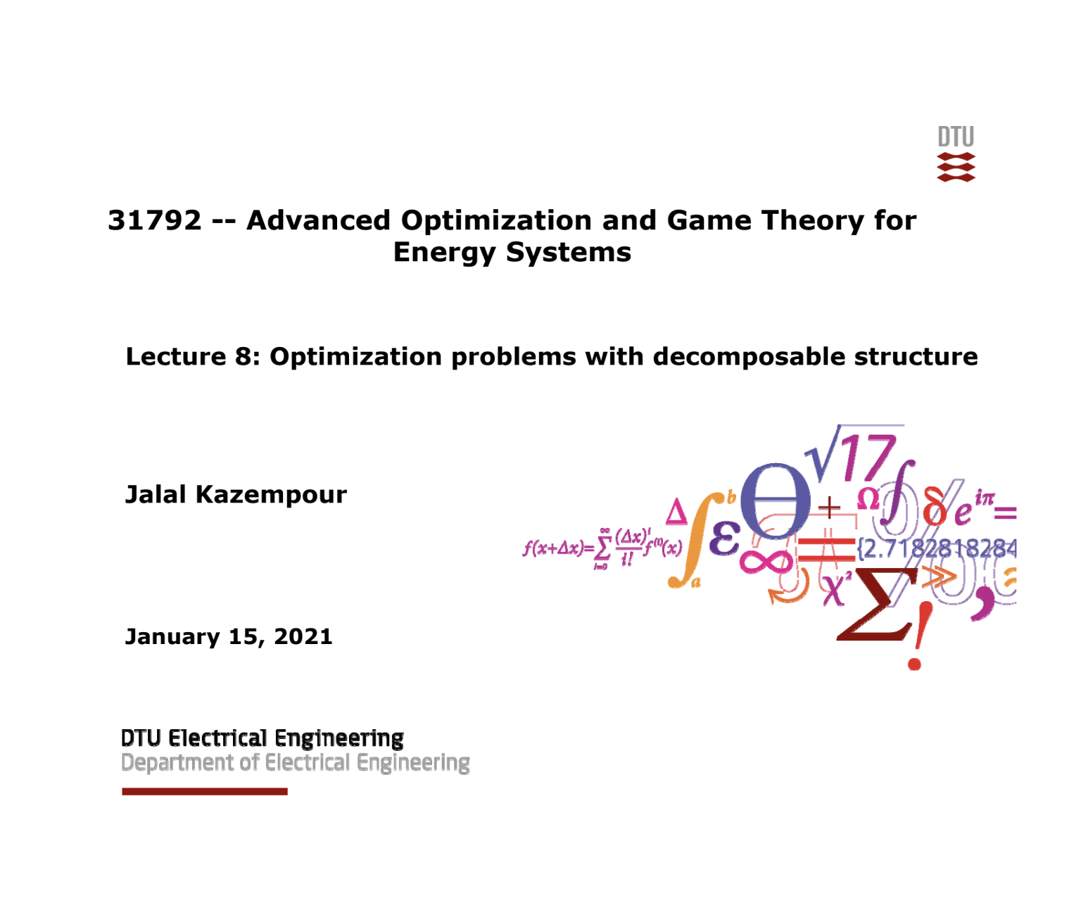 Lecture 8: Optimization problems with decomposable structure