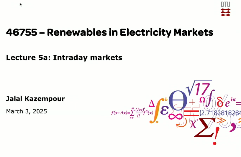 Lecture 5a: Intraday markets