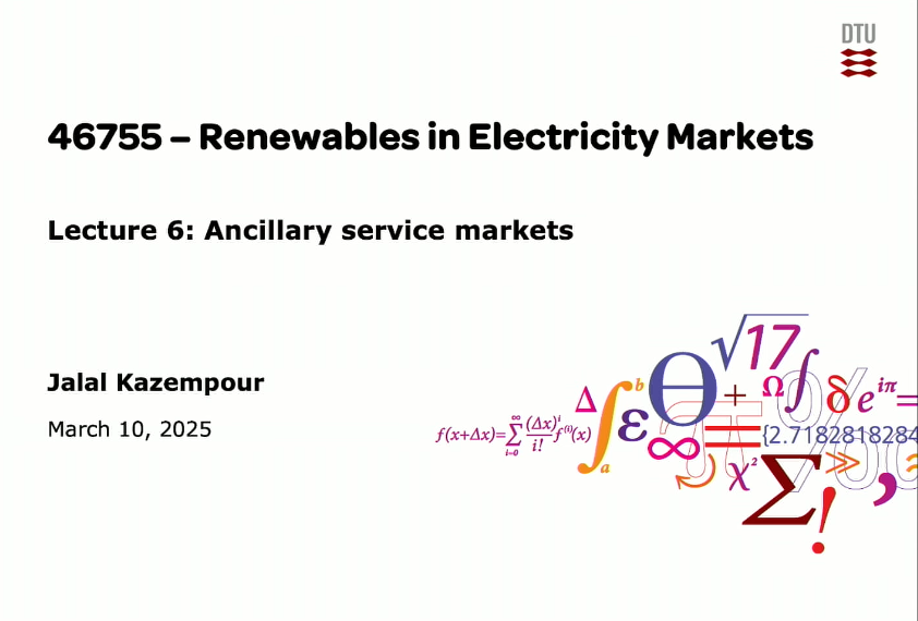 Lecture 6: Ancillary service markets